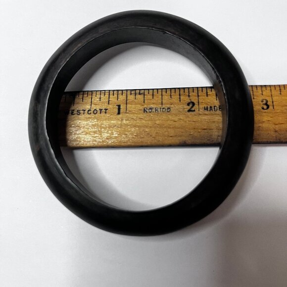 Vintage 60's Handmade Ebony Wood Bangle Set - Picture 2 of 5